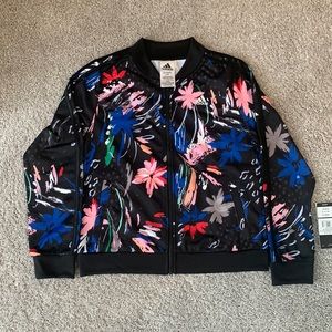 BACK TO SCHOOL: Girl’s Adidas Black Floral Track Jacket SZ 16